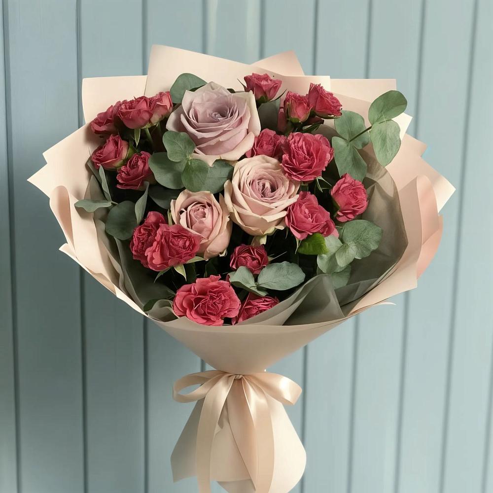 Букет цветов из: Гвоздики и Розы в Привольном