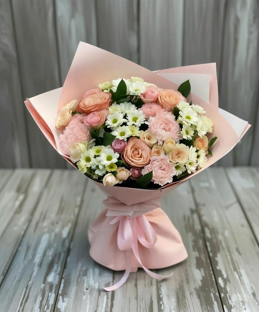 Букет цветов из: Гвоздики, Розы и Хризантемы в Привольном