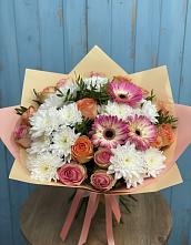 Букет цветов из:  Розы, Герберы и Хризантемы в Привольном