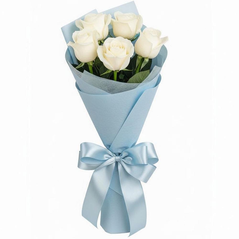 Букет 5 Белых роз Проуд в Привольном