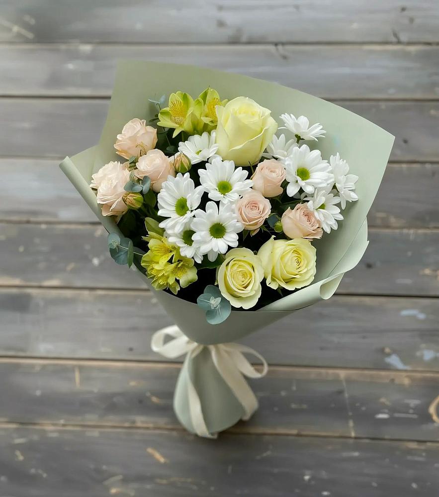 Букет цветов из: Альстромерии, Розы и Хризантемы в Привольном