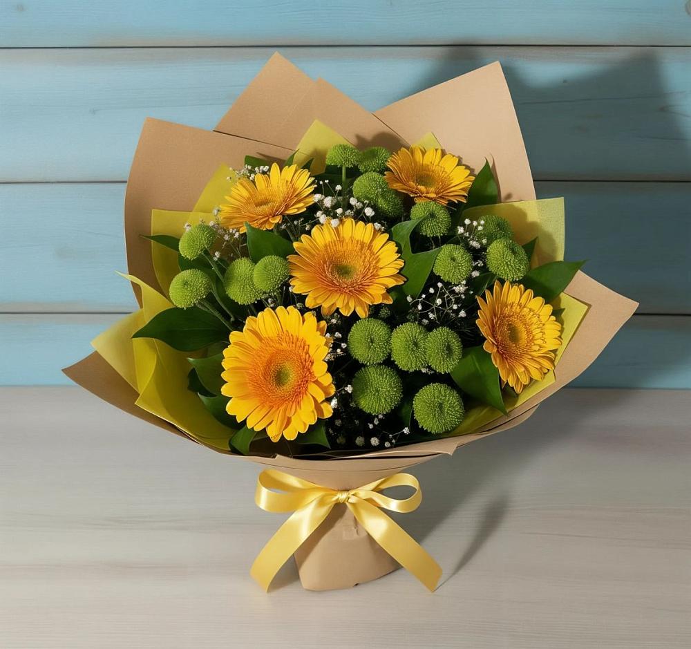 Букет цветов из: Герберы и Хризантемы в Привольном