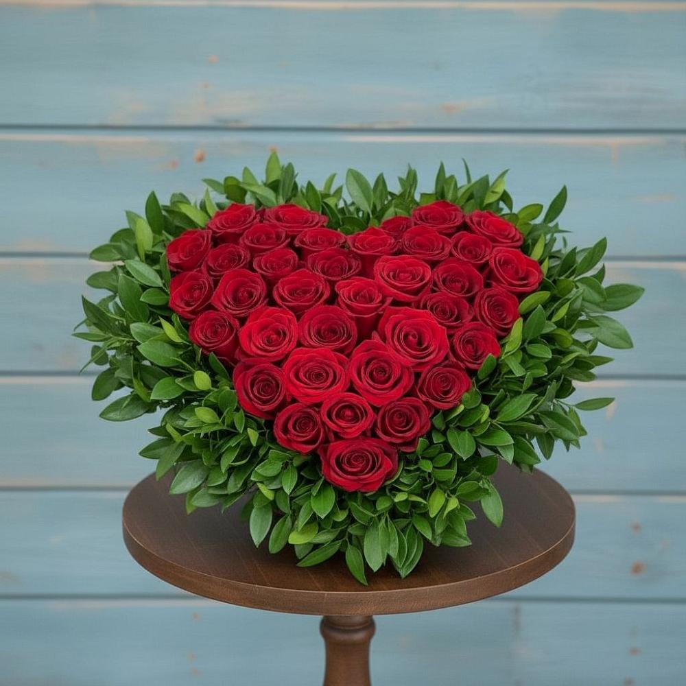 Цветочная композиция из Розы в виде сердца в Привольном