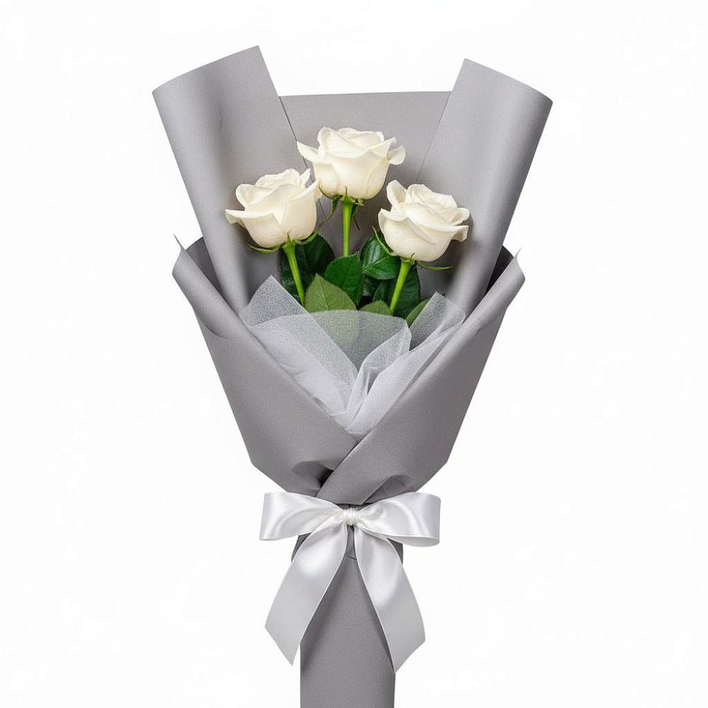 Букет 3 белые розы в Привольном