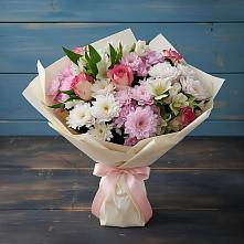 Букет цветов из:  Хризантемы, Альстромерии и Розы в Привольном