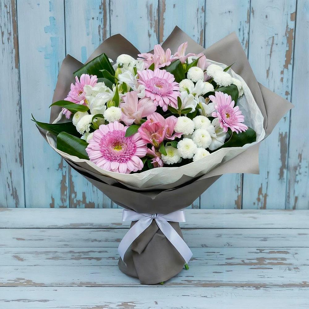 Букет цветов из: Герберы, Альстромерии и Хризантемы в Привольном