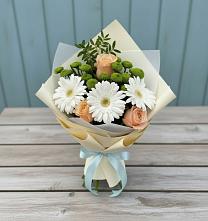 Букет цветов из:  Герберы, Розы и Хризантемы в Привольном